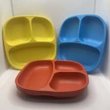 RePlay Divided Plates Set Of 3 Toddler Kids Stackable Camping BPA Free USA Made