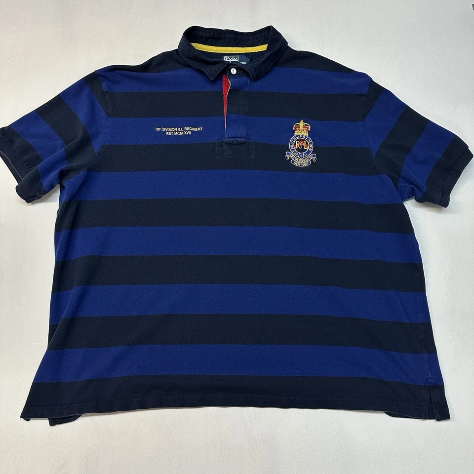 Polo Ralph Lauren Shirt Men's 4XB Big Blue 1st Division R.L Regiment Rugby - Image 2 of 4