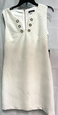 Tommy Hilfiger Women's Sz 10 White Sleeveless V-neck Sheath with Gold Accents