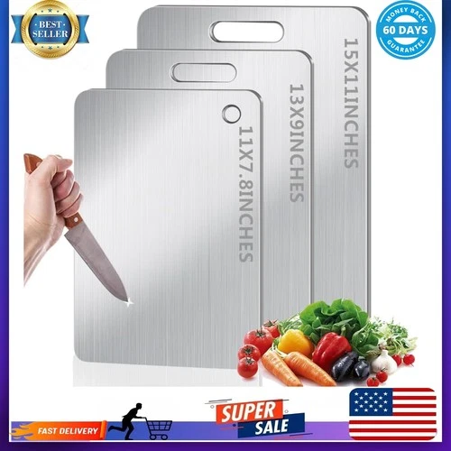 Titanium Cutting Board Set of 3, 100% Pure Titanium Cutting Boards for Kitchen