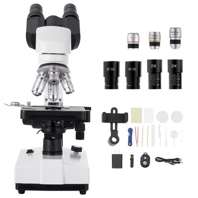 Uimoso Binocular Compound Microscope Kit 40-5000X Dual Stage Two Eyepiece Sets
