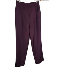 Vintage 90s Purple Wool Super High Rise Pleated Trouser Casual Pants Size 12
