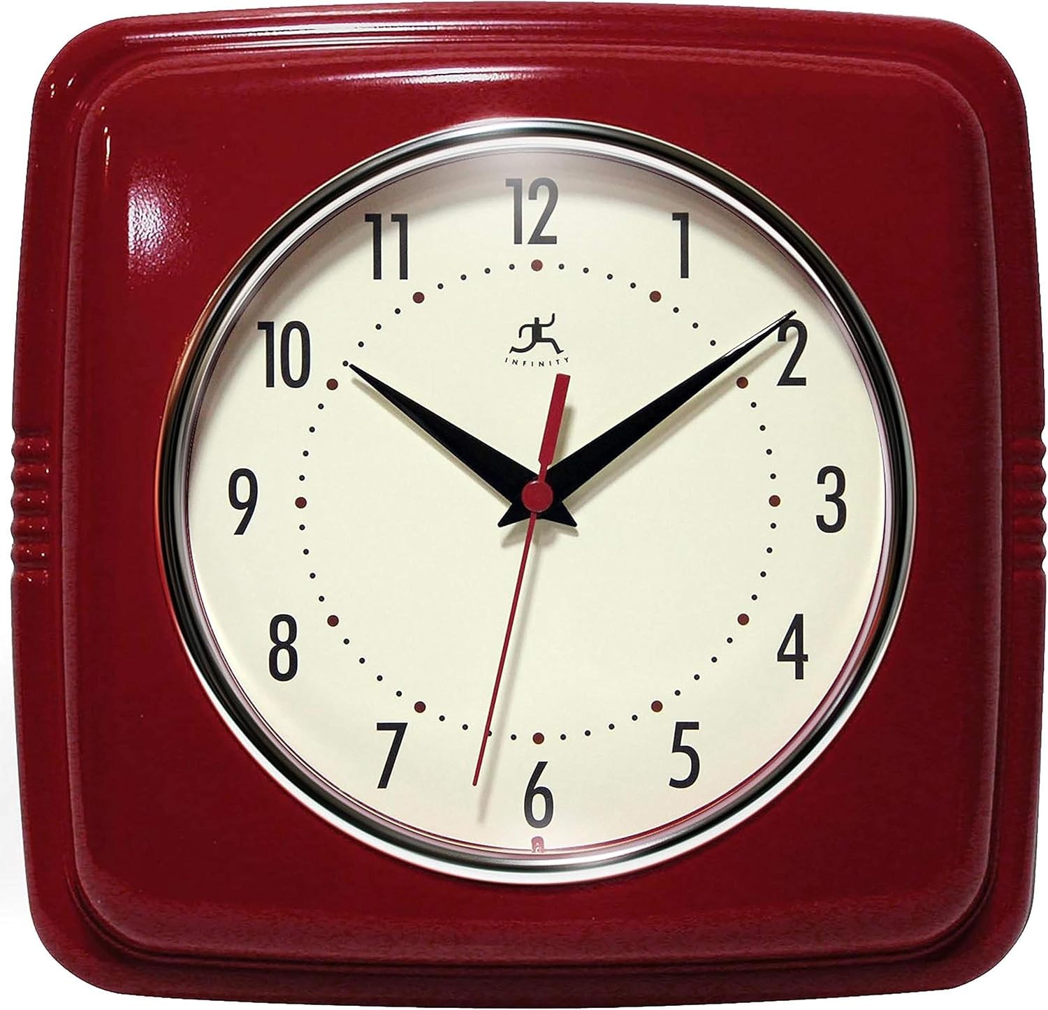 Square Silent Retro Wall Clock 9-Inch Mid Century Modern Kitchen Clock with ...