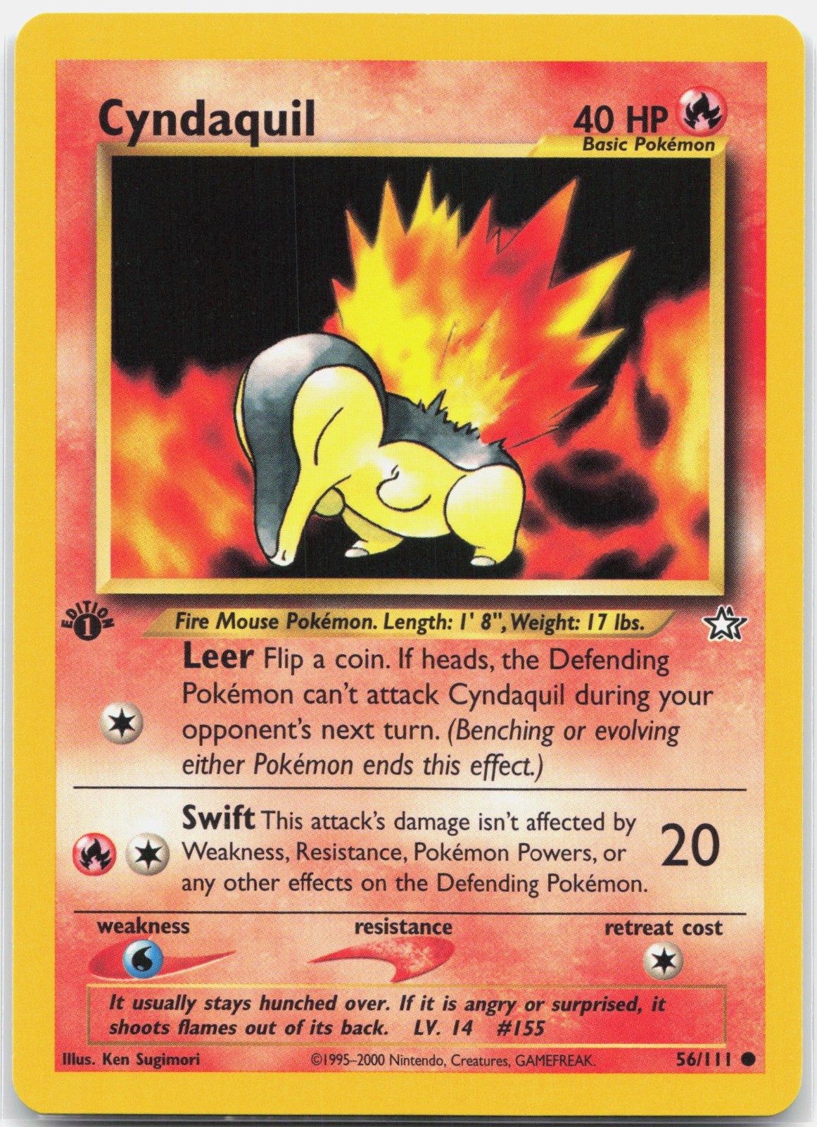 Cyndaquil (56) Common Neo Genesis N1 Fire 1st Edition 056/111 2000 NM