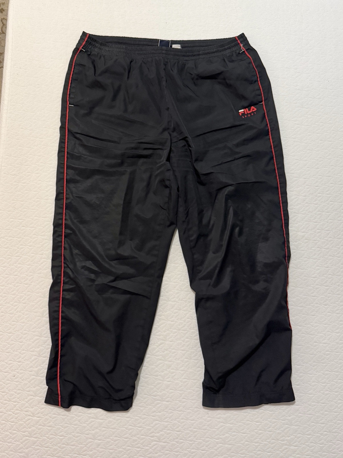 Pantalone giacca a vento vintage Fila nylon leggero elastico in vita zip caviglie XL