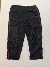 Vintage Fila Windbreaker Pants Lightweight Nylon Elastic Waist Zip Ankles XL