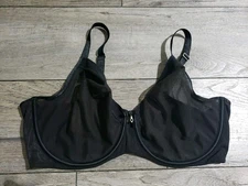 Curvy Couture Women's Sheer Mesh Full Coverage Unlined Underwire Bra Sz 36H