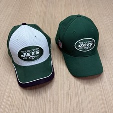 Lot of 2 Reebok New York Jets NFL Adjustable Hat Cap OSFA Embroidered Side Line