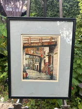 Vintage Quebec City, Rue Sous-le-Cap, Watercolor Painting, Signed and Framed