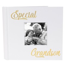 Modern Special Grandson Photo Album with Gold Foil Text - Holds 80 4x6 Pictur...