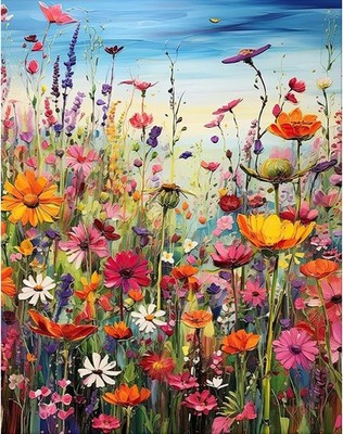 Wild Flowers Paint by Numbers Kit for Adults - 16x20in Elegant Wall Art