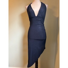 Y2K Sparkly Halter Neck Asymmetrical Midi Dress Small party Whimsi boho fairy s