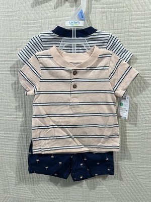 Child Of Mine 3 Piece Short Set With Cotton Palm Trees 3-6 m