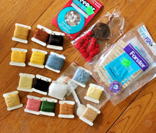 Odd Lot Cross Stitch Thread Crafting Eyes Mini Clothes pins EUC