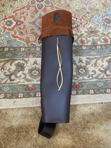 NEET Leather Suede Fringe Brown Adjustable Back Quiver Bag Hunting Ambidextrous - Picture 2 of 14