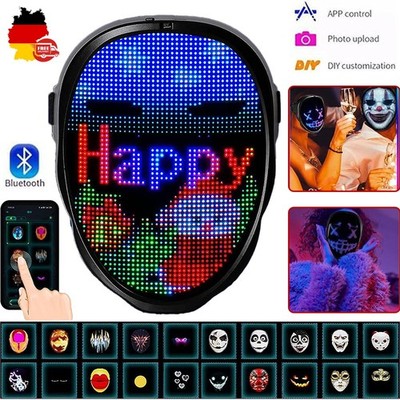 LED Maske Programmierbar App Party Halloween LED Beleuchtung Maske mit Bluetooth