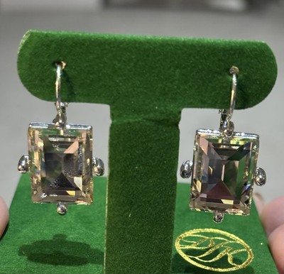 DYRBERG KERN SILVER PLATED PIERCED EARRINGS-SWAROVSKI CRYSTALS-BOXED-RRP £58-NEW