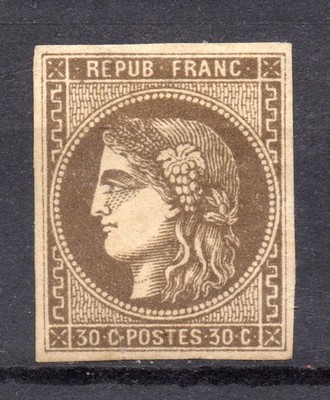 FRANCE - FRANCIA 1870  - CERES  Nº YVERT 47  (30 C. BRUN)  NEUF -MH - SIGNE ROIG