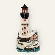 Beautiful Christmas Lighthouse Decor – Snowy Coastal Holiday Village
