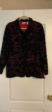 Chico Designs Size 2/US 12 Black Burnout Velvet Jacket/Blouse lined Red Holidays