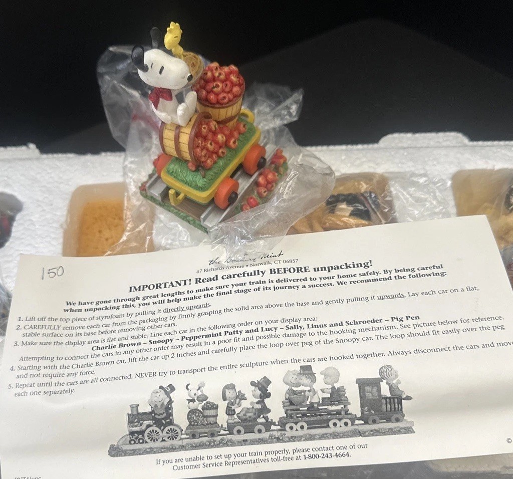Danbury Mint Peanuts Thanksgiving Holiday Special Train Set New In Box Br
