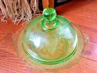 Federal Glass Co Georgian GREEN Depression Glass Round Butter dish Vintage