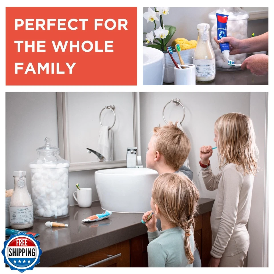 Tapas de pasta de dientes cromadas Cherry SqueezMe con cierre automático, tapa de silicona para niños y Foto 4 de 4