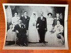 Wedding Photo Big Group Groom w/ Imperial Mustache Antique Portrait 7 x 5 CT MA