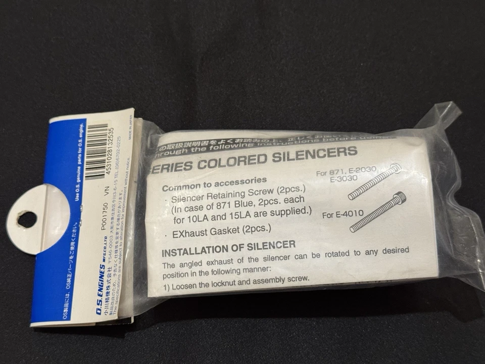 O.S. Engine E-2030 Silencer (Blue) for 20, 25LA  Made in Japan - Image 4 of 4