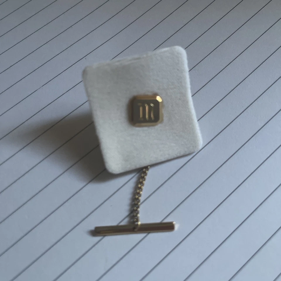 M Initial Monogram Letter Name Font Vintage SWANK Lapel Pin Tie Tack - Image 2 of 4