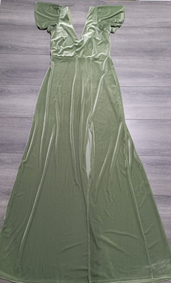 Birdy Grey Velvet Bridesmaid Dress Adult Womens Medium Green Sage