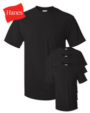 New Hanes Men's 5590 ComfortSoft 100 Cotton Pocket T-Shirt Pack of 4