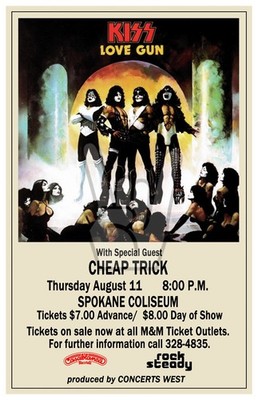 KISS SPOKANE LOVE GUN 1977 TOUR 11x17 CONCERT POSTER ACE FREHLEY