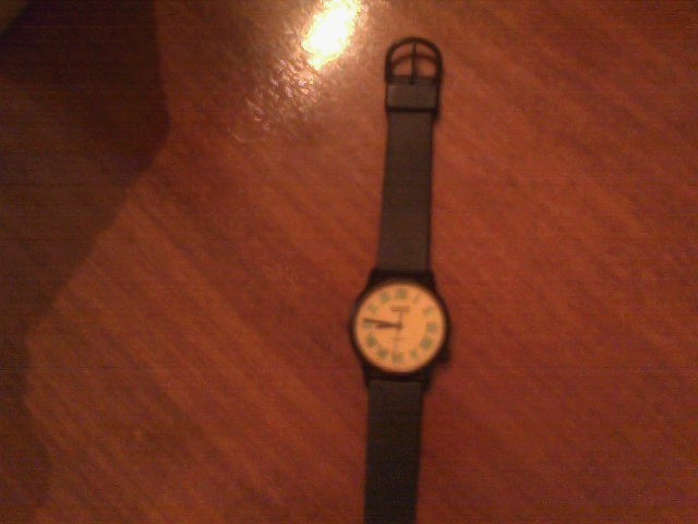 Vintage 1989 Guess Quartz Watch Yellow Face Green Numerals Black. No battery