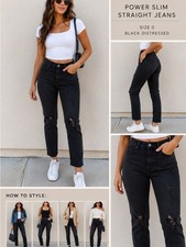    Old Navy Power Slim Straight Distressed Bl...
