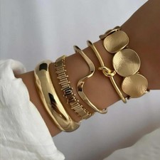Creative Cuff Bangles Irregular 5pcs Geometric Bracelet Set for Women