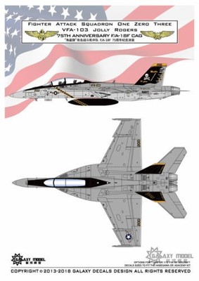 GALAXY 1/72 1/48 G72018 G48022 F/A-18F VFA103 JollyRoger 75th Decal for Hasegawa