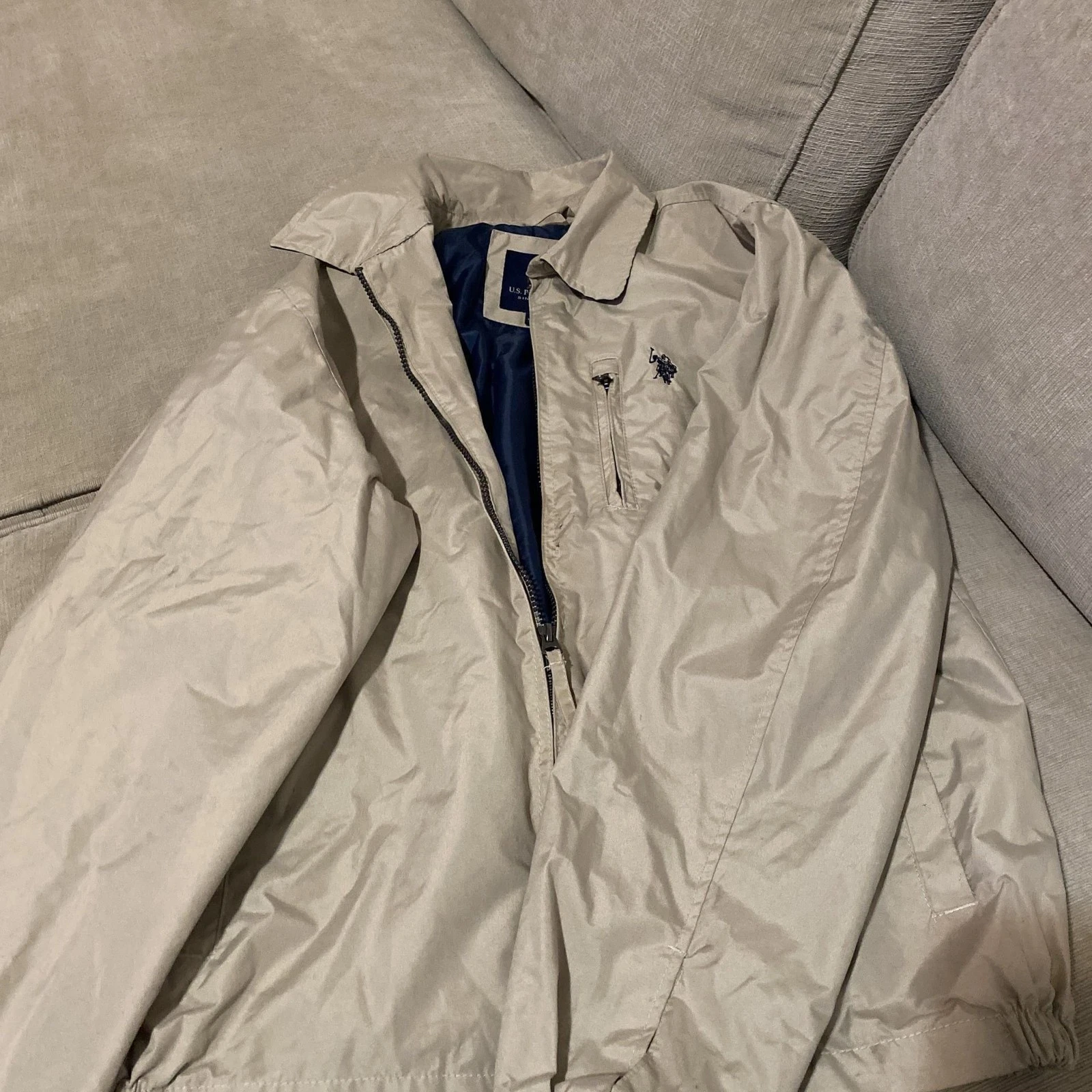 U.S. Polo Assn. Men's Khaki Lightweight Windbreaker/Rain Jacket