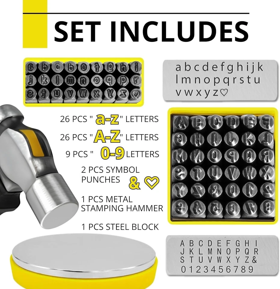 Kit de estampación de metal de 63 piezas - Juego de estampillas de metal para hacer joyas Lea Foto 3 de 4