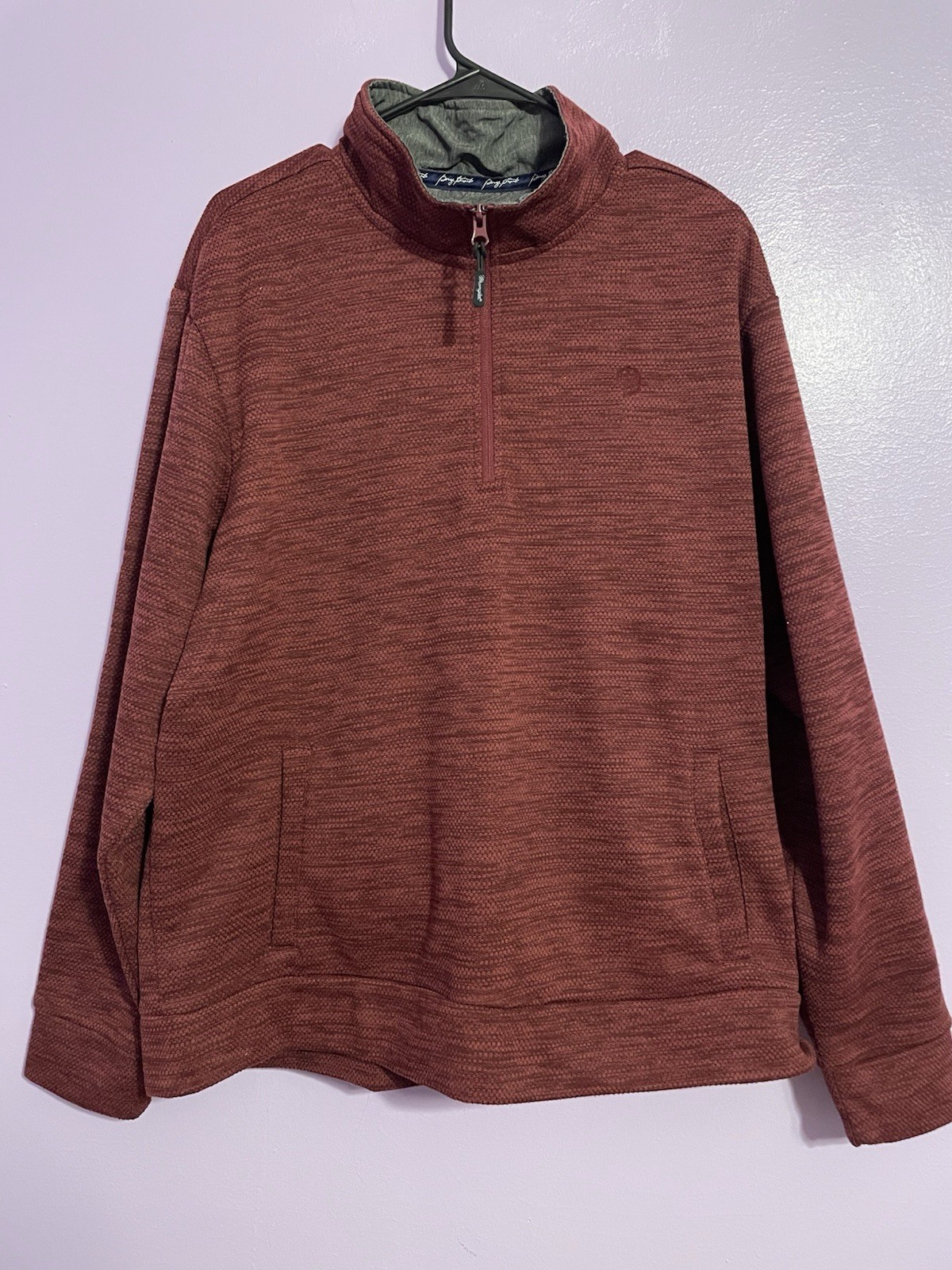George Strait Wrangler 1/4 Zip Pullover Sweater Mens L Burgundy Long Sleeve Red
