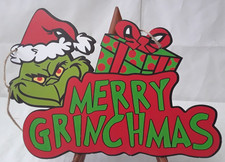 Lot of 2 Merry Grinchmas 8.5 x 12 Holiday Hanging Sign Makes Anywhere Whoville 
