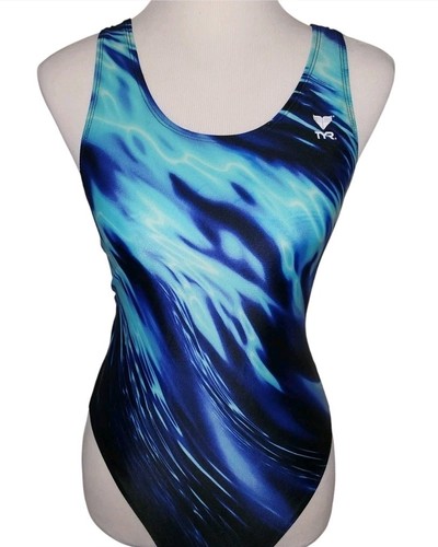 Traje de baño atlético de colección años 80 TYR 1 PIEZA azul degradado corte alto negro corredor espalda playa - Imagen 4 de 8