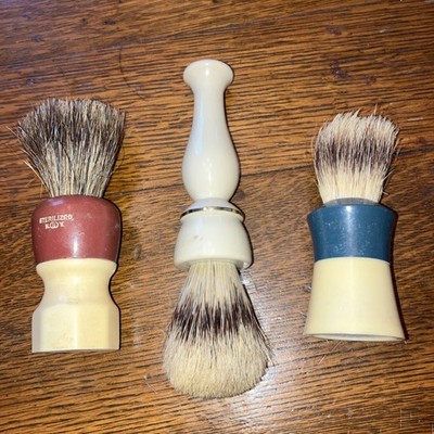 Vintage Shaving Brushes Lot Of 3 Horsehair Badger Hair Ever Ready NSY