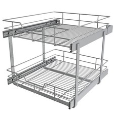 2 Tier Pull Out Cabinet Organizer 20" W X 22" D, Slide Out Drawers For Kitche...