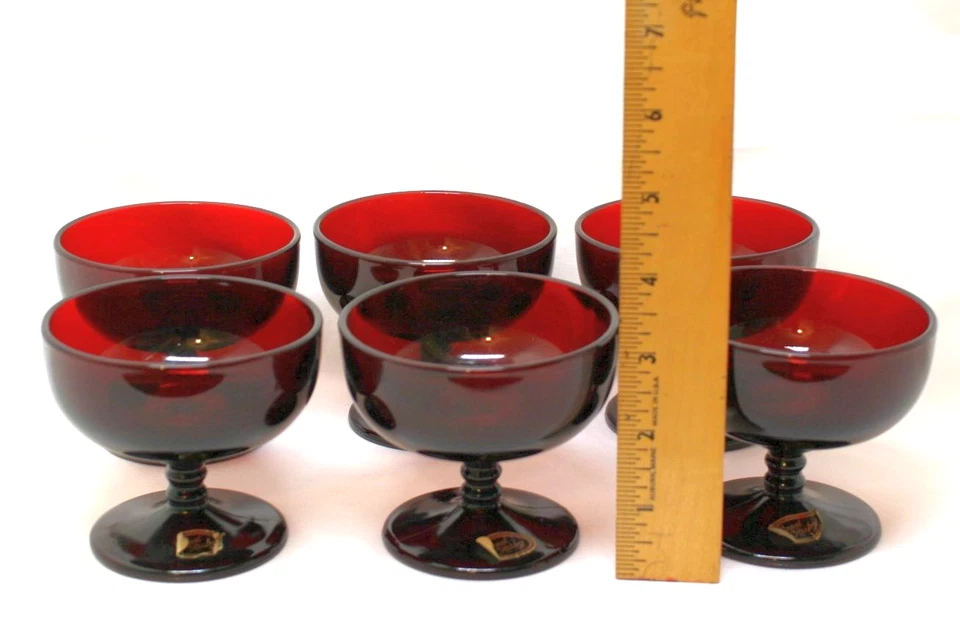 6 Vintage Anchor Hocking Royal Ruby Glass Footed Champagne/Sherbet Dish Exc-Cond - Image 4 of 4