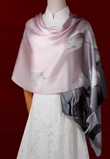 100% Silk mulberry Scarf Women neckerchief Shawl Wrap floral pink gray HD1-44