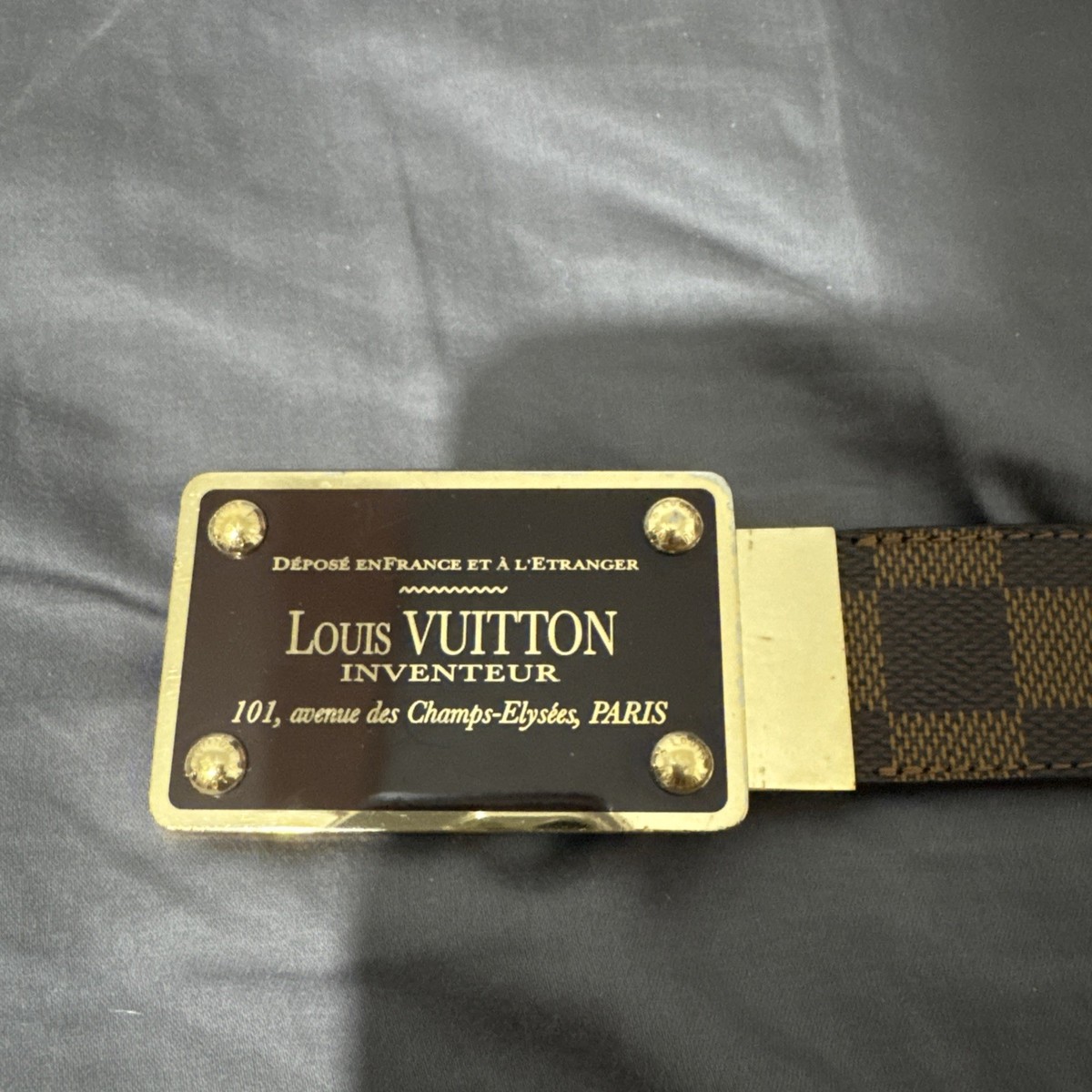 RARE Louis Vuitton LV INVENTEUR Damier Ebene Reversible Belt Size