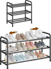 Expandable Shoe Rack Organizer – 3-Tier Shoe Shelf for Closet, Entryway & Fro...