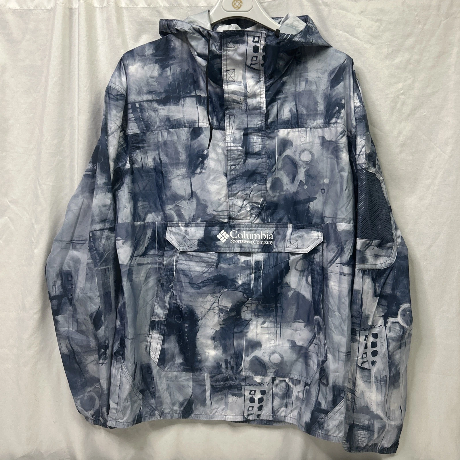 Columbia Jacket Blue Windbreaker Lighttweight Pullover Rain Coat Size M
