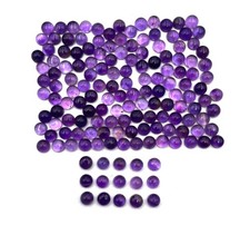 Natural Amethyst Round Cabochon Loose Gemstone Lot 93 Pcs 5 MM 50 CT